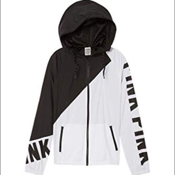 PINK Victoria's Secret Tops - PINK black and white color block windbreaker